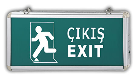 Acil Çıkış Levhası, 3 Watt Ledli EXIT, 3 Saat Şarjlı, Elektrikle Çalışır, Çift Yönlü Çıkış Levhası