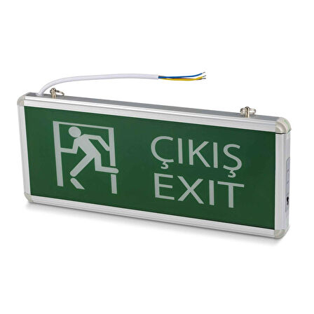 Acil Çıkış Levhası, 3 Watt Ledli EXIT, 3 Saat Şarjlı, Elektrikle Çalışır, Çift Yönlü Çıkış Levhası