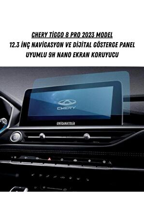 Chery Tiggo8 Pro 2023 Navigasyon ve Digital Gösterge Panel Uyumlu Nano Ekran Koruyucu