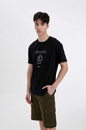 DeFacto Regular Fit Bisiklet Yaka Baskılı Kısa Kollu Tişört C6240AX24HSBK81