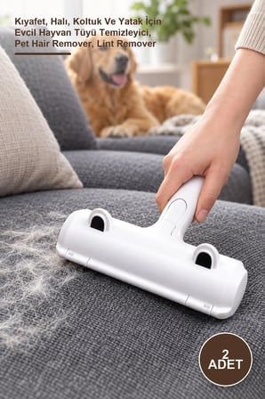 2 Adet Hazneli Tüy Toplama Aleti – Kıyafet, Halı, Koltuk Ve Yatak İçin Evcil Hayvan Tüyü Temizleyici, Pet Hair Remover, Lint Remover