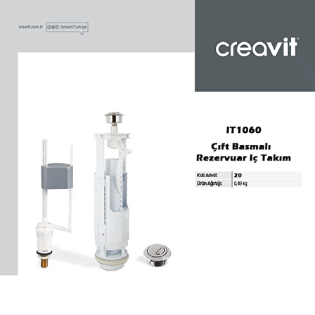 Creavit Çift Basmalı Klozet Rezervuar Sifon İç Takım IT1060