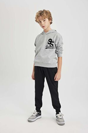DeFacto Erkek Çocuk Kapüşonlu Baskılı Sweatshirt Eşofman Altı 2'li Takım B7731A824SPGR210