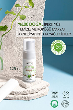 INCIA %100 Doğal İpeksi Yüz Temizleme Köpüğü Makyaj Akne Siyah Nokta Sivilce Yağlı Ciltler Vegan 125 ml