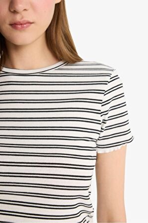 Regular Fit Bisiklet Yaka 2'li Fitilli Kaşkorse Kısa Kollu Tişört