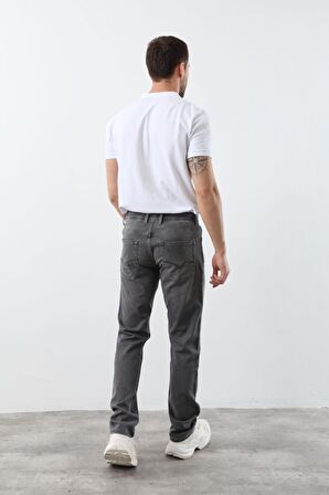 Erkek Likralı Straight Fit Jean Pantolon Gri