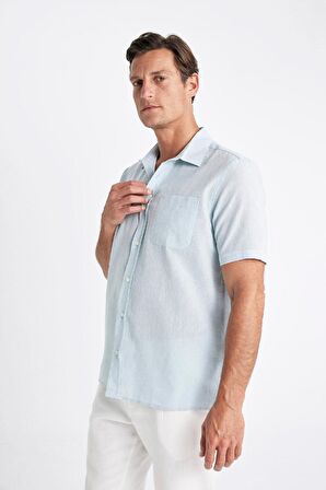 DeFacto Regular Fit Yazlık Polo Yaka Basic Düz Kısa Kollu Gömlek D4497AX24SMTR284