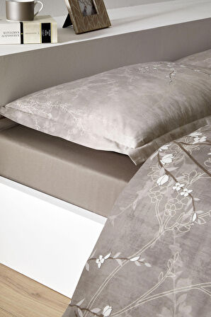 Özdilek White Sakura Battal Boy Lastikli Fitted Çarşaf Nevresim Takımı