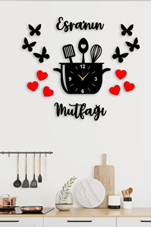 İsimli Dekoratif Mutfak Saati ve Mutfak Dekoru