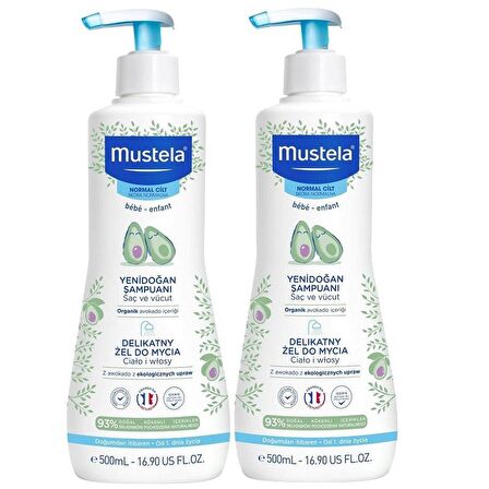 Mustela Göz Yakmayan Avokado Özlü Yenidoğan Uyumlu Saç ve Vücut Şampuanı 2x500 ml