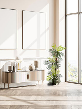 Areka Yapay Ağaç, 3 Gövde 3 Baş, 150 cm, Lifli, Saksılı