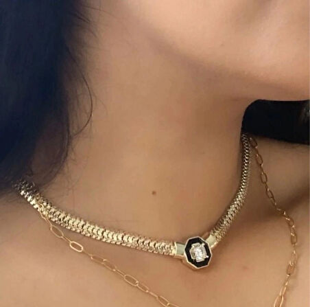 SERENY SARIKYA LEYLA MODEL TAŞLI KOLYE