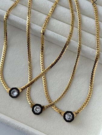 SERENY SARIKYA LEYLA MODEL TAŞLI KOLYE