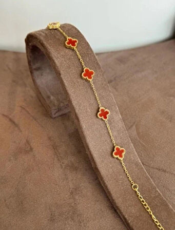 YONCA BORDO TAŞLI GOLD VE GÜMÜZ RENK ÇELİK BİLEKLİK