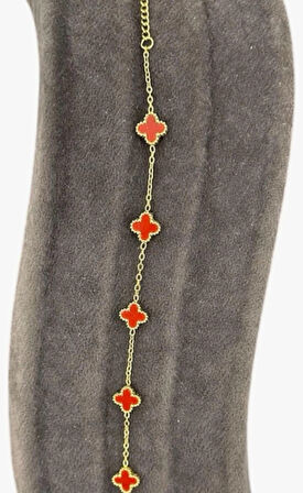 YONCA BORDO TAŞLI GOLD VE GÜMÜZ RENK ÇELİK BİLEKLİK