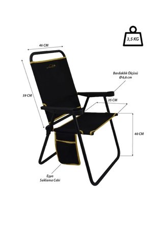 Campout Orion Kamp Sandalyesi Sağlam Metal İskelet 120 Kg Taşıma Kapasitesi