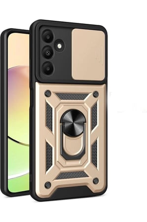 aklow akyoleticaret Samsung Galaxy M15 Kılıf Pars Lens Yüzüklü Silikon - Gold