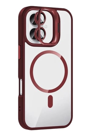 aklow akyoleticaret iPhone 17 Remim Lensli Magsafe Standlı Kapak - Bordo