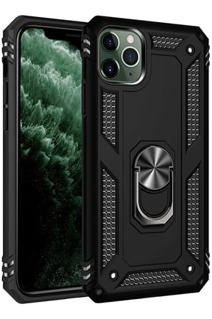 aklow akyoleticaret iPhone 11 Pro Max Kılıf Sofya Yüzüklü Silikon Kapak - Siyah