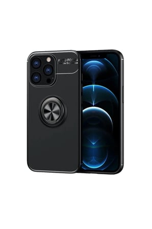 aklow akyoleticaret iPhone 13 Pro Kılıf Range Yüzüklü Silikon - Siyah