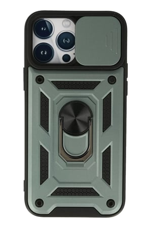 aklow akyoleticaret iPhone 13 Pro Kılıf Pars Lens Yüzüklü Silikon - Yeşil