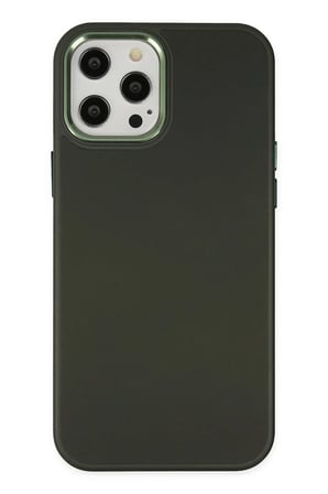 aklow akyoleticaret iPhone 12 Pro Max Kılıf Asya Deri Silikon - Koyu Yeşil