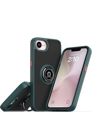 aklow akyoleticaret iPhone 16E Kılıf Montreal Yüzüklü Silikon Kapak - Yeşil