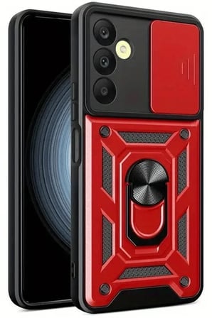 aklow akyoleticaret Samsung Galaxy S24 FE Pars Lens Yüzüklü Silikon - Kırmızı