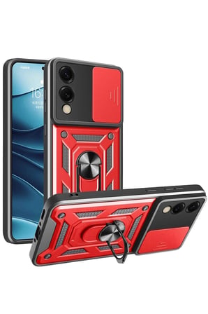 aklow akyoleticaret Samsung Galaxy S25 Edge Pars Lens Yüzüklü Silikon - Kırmızı
