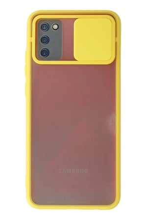 aklow akyoleticaret Samsung Galaxy A02S Kılıf Palm Buzlu Kamera Sürgülü Silikon - Sarı