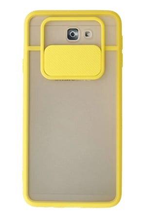 aklow akyoleticaret Samsung Galaxy J7 Prime Kılıf Palm Buzlu Kamera Sürgülü Silikon - Sarı