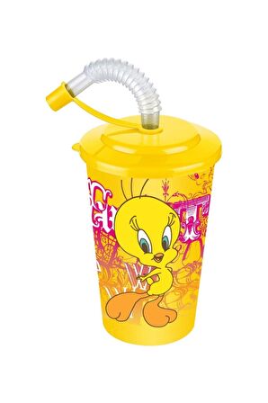 Tweety Kapaklı Pipetli Bardak 400 Ml.---TP513C