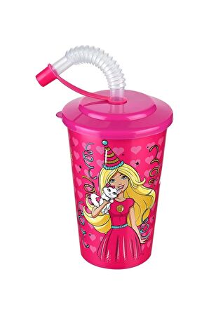 Barbie Kapaklı Pipetli Bardak 400 Ml.---TP513D