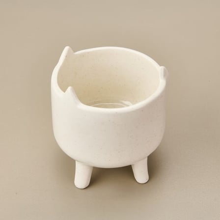 Cosiness Ayaklı Seramik Saksı - Beyaz - 14x14x15,5 cm