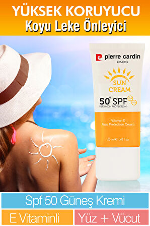 Pierre Cardin Yüksek Uv Korumalı Koyu Leke Önleyici Spf 50 Güneş Kremi Yüz Ve Tüm Vücut 50 ml