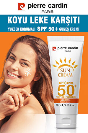 Pierre Cardin SPF 50 Leke Karşıtı Yüksek Koruyucu Yüz Güneş Kremi 75 ML Normal Ve Kuru Ciltler İçin