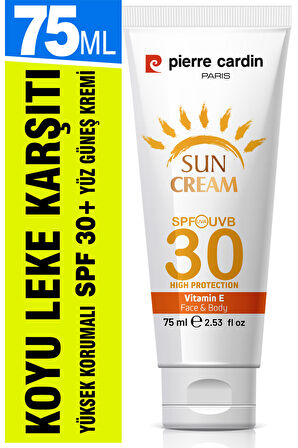 Pierre Cardin SPF 30 Leke Karşıtı Yüksek Koruyucu Yüz Güneş Kremi 75 ML Normal Ve Kuru Ciltler İçin