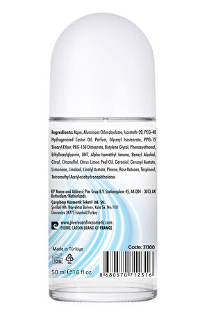 Pierre Cardin Roll-on Kadın Deodorant Ter Kokusu Önleyici Leke Bırakmayan 48 Saat Anti-perspirant Koruma – Fresh Natural Doğal Tazelik 50 ml
