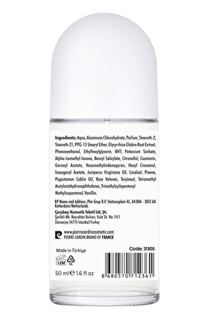 Pierre Cardin Roll-on Kadın Deodorant Ter Kokusu Önleyici Leke Bırakmayan 48 Saat Anti-perspirant Koruma – Whitening Beyazlatıcı 50 ml