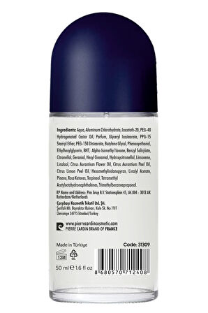 Pierre Cardin Roll-on Erkek Deodorant Ter Kokusu Önleyici Leke Bırakmayan 48 Saat Anti-perspirant Koruma – Cool Comfort Serin Konfor 50 ml