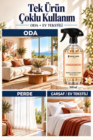 Pierre Cardin Room & Laundry Scent Spray Sandalwood 500 ml - Odunsu & Dinlendirici Oda ve Çamaşır Kokusu Spreyi