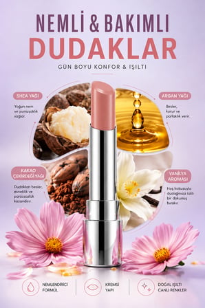 Pierre Cardin Sheer Glow Lipstick - Parlak Bitişli Nemlendirici Ruj - Harmony - 001