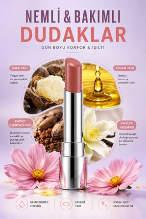 Pierre Cardin Sheer Glow Lipstick - Parlak Bitişli Nemlendirici Ruj - Pink Nude - 003
