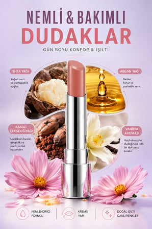 Pierre Cardin Sheer Glow Lipstick - Parlak Bitişli Nemlendirici Ruj - Peach - 004