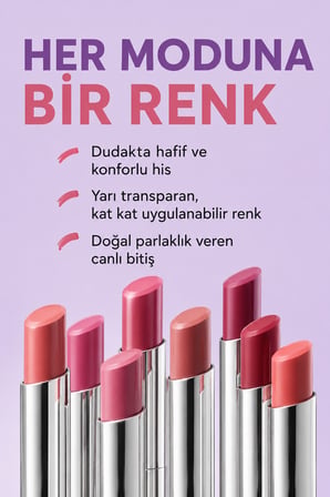 Pierre Cardin Sheer Glow Lipstick - Parlak Bitişli Nemlendirici Ruj - Tangerina Orange - 006