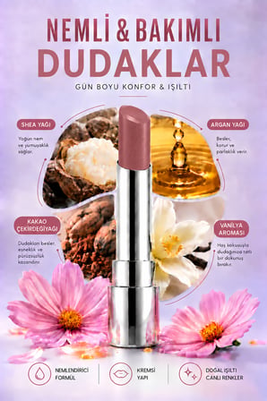 Pierre Cardin Sheer Glow Lipstick - Parlak Bitişli Nemlendirici Ruj - Desire - 020