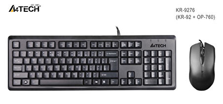 TEKNOTEG - A4 TECH KR-9276 Q USB STANDART KLAVYE+OPTİK MOUSE