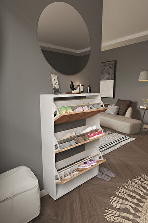 DF08101KAC Ayakkabılık Raflı Ayakkabılık 3 Bölmeli Kapaklı Ayakkabılık