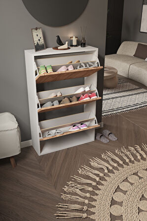 DF08101KAC Ayakkabılık Raflı Ayakkabılık 3 Bölmeli Kapaklı Ayakkabılık