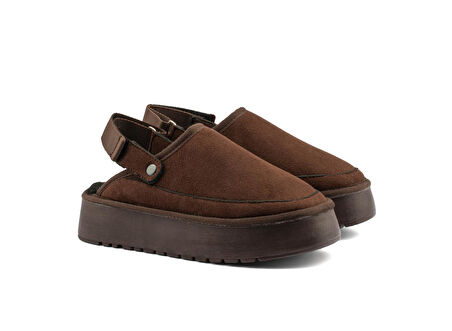 Canberra Kışlık Kadın Ayarlanabilir Kürk Detaylı Yüksek Taban Slipper